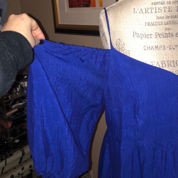 Anthropologie Blue Off The Shoulder Dress - L - Picture 2 of 6